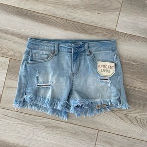 Light wash ripped shorts